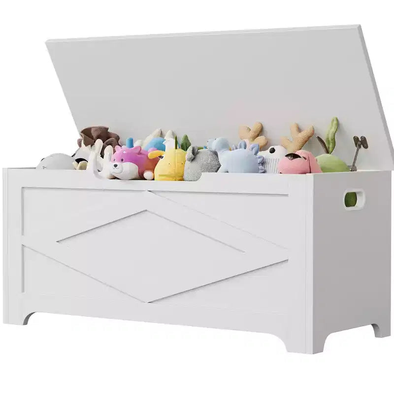 39,4 Pouces Coffre de Rangement, Banc de Rangement en Bois avec Charnière de Sécurité, Montage Facile, Grande Malle à Jouets de Style Ferme pour Entrée, Salon, Chambre