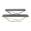 HomeRoots Set Of Two Black And Gold Wood And Metal Modern Wall Mounted Accent Shelves