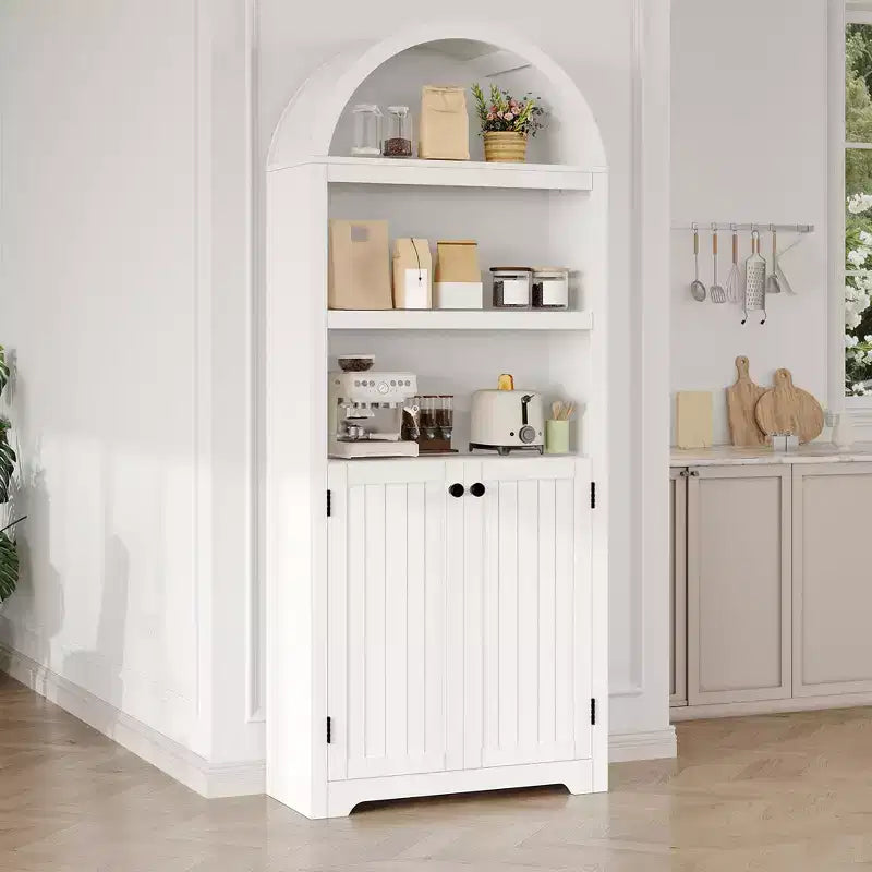 Grand garde-manger haut de 183 cm avec arc, armoire de cuisine avec étagères réglables et poignées, meuble de rangement en bois pour salle à manger, cuisine, salon