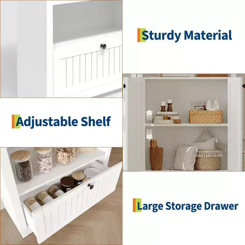 Grand garde-manger haut de 183 cm avec arc, armoire de cuisine avec étagères réglables et poignées, meuble de rangement en bois pour salle à manger, cuisine, salon