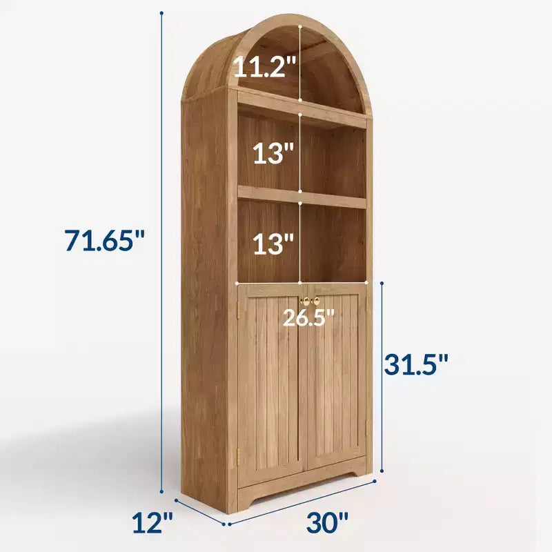 Grand garde-manger haut de 183 cm avec arc, armoire de cuisine avec étagères réglables et poignées, meuble de rangement en bois pour salle à manger, cuisine, salon
