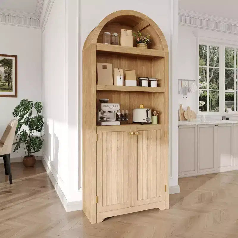 Grand garde-manger haut de 183 cm avec arc, armoire de cuisine avec étagères réglables et poignées, meuble de rangement en bois pour salle à manger, cuisine, salon
