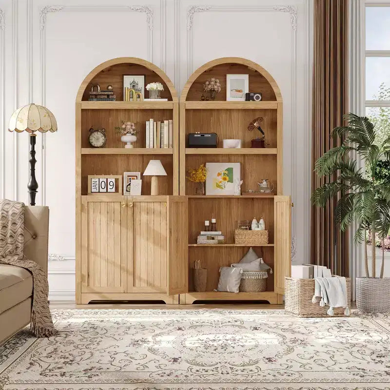 Grand garde-manger haut de 183 cm avec arc, armoire de cuisine avec étagères réglables et poignées, meuble de rangement en bois pour salle à manger, cuisine, salon