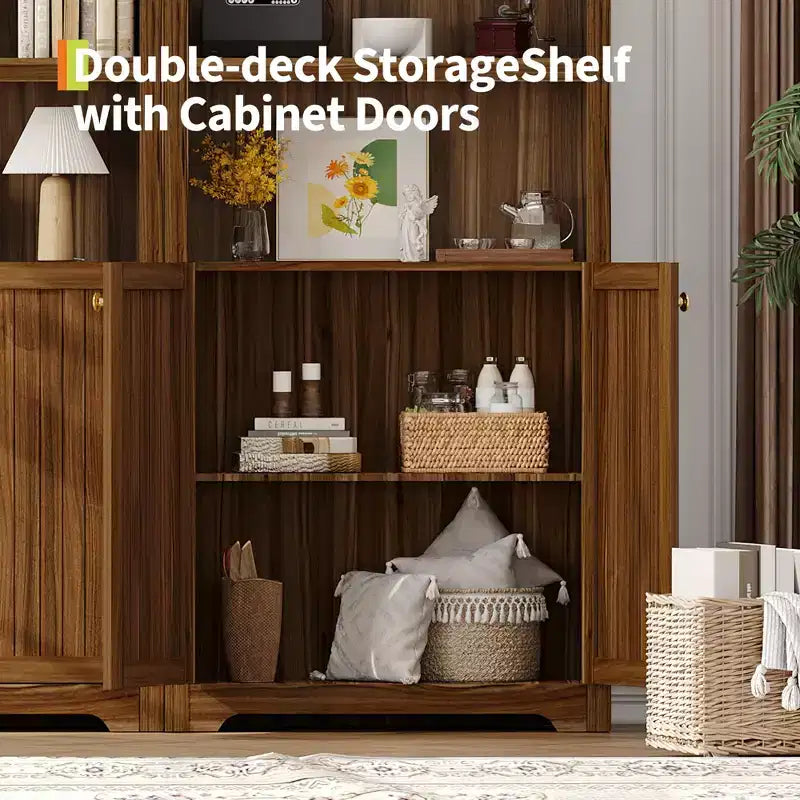 Grand garde-manger haut de 183 cm avec arc, armoire de cuisine avec étagères réglables et poignées, meuble de rangement en bois pour salle à manger, cuisine, salon