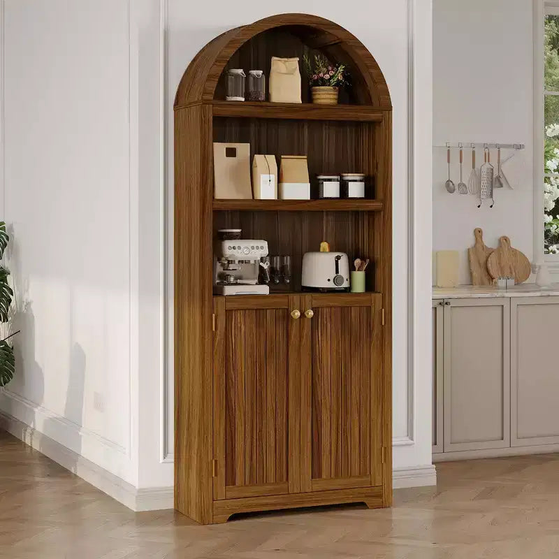 Grand garde-manger haut de 183 cm avec arc, armoire de cuisine avec étagères réglables et poignées, meuble de rangement en bois pour salle à manger, cuisine, salon