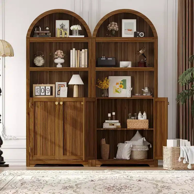 Grand garde-manger haut de 183 cm avec arc, armoire de cuisine avec étagères réglables et poignées, meuble de rangement en bois pour salle à manger, cuisine, salon
