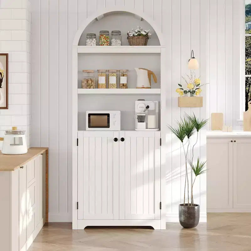 Grand garde-manger haut de 183 cm avec arc, armoire de cuisine avec étagères réglables et poignées, meuble de rangement en bois pour salle à manger, cuisine, salon