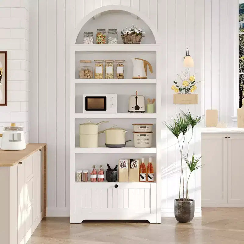 Grand garde-manger haut de 183 cm avec arc, armoire de cuisine avec étagères réglables et poignées, meuble de rangement en bois pour salle à manger, cuisine, salon