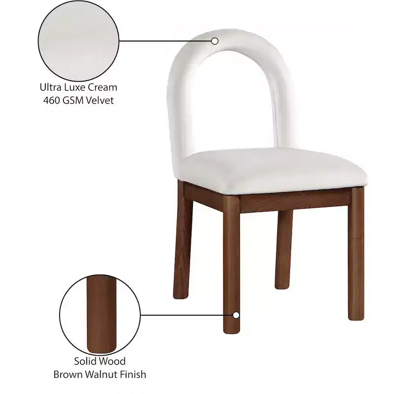 Chaise de salle à manger en velours Conrad
