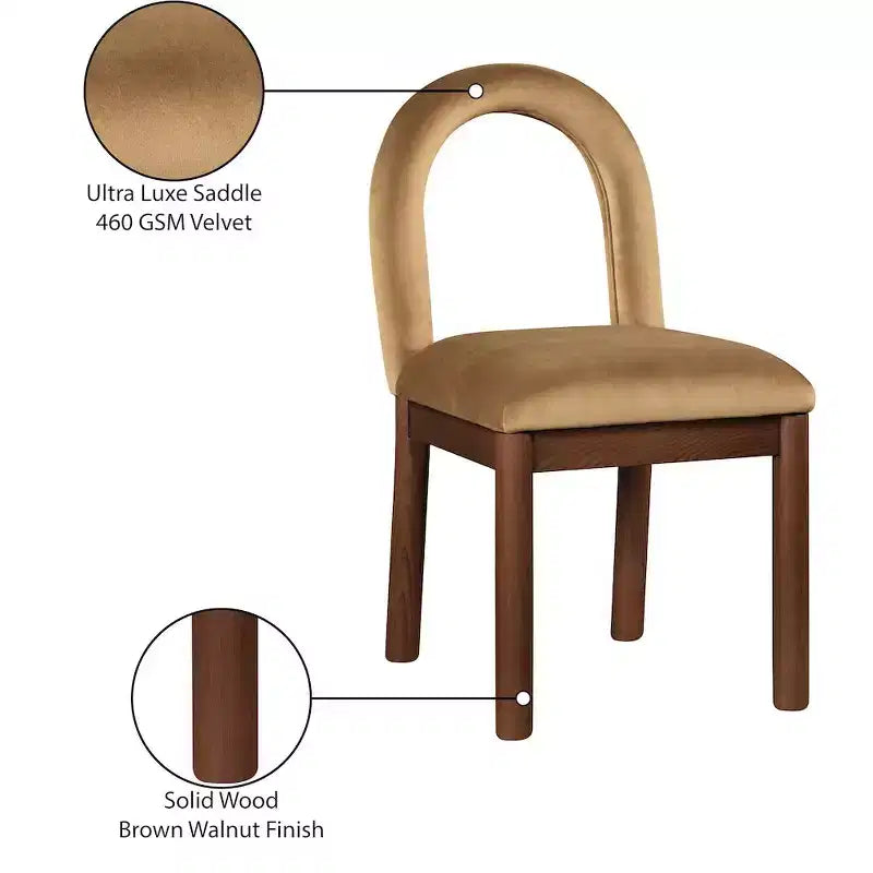 Chaise de salle à manger en velours Conrad