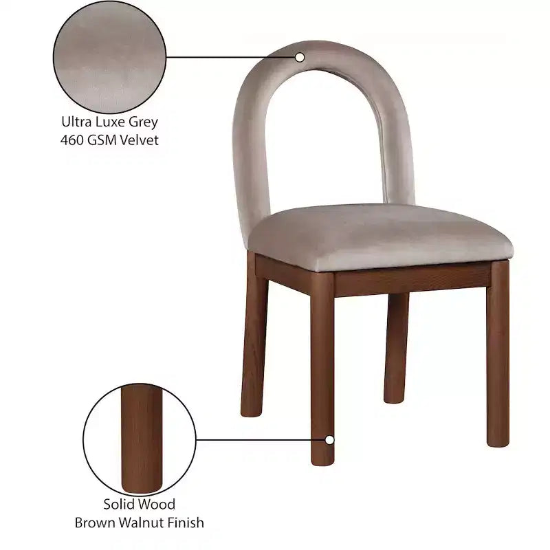 Chaise de salle à manger en velours Conrad