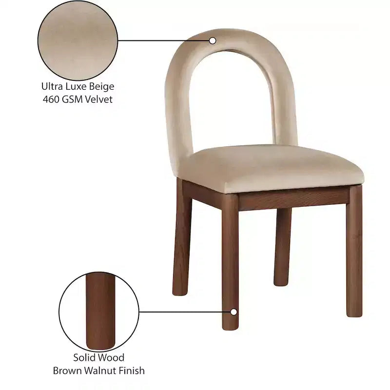 Chaise de salle à manger en velours Conrad