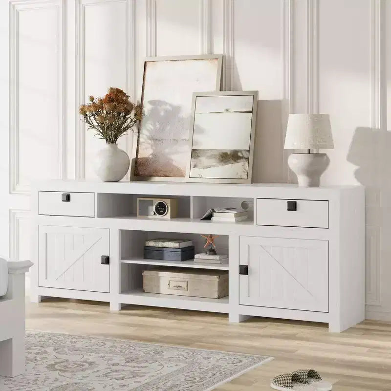 Meuble TV de ferme 70.1, Console média avec tiroirs de rangement et étagère ouverte pour salon, chambre à coucher