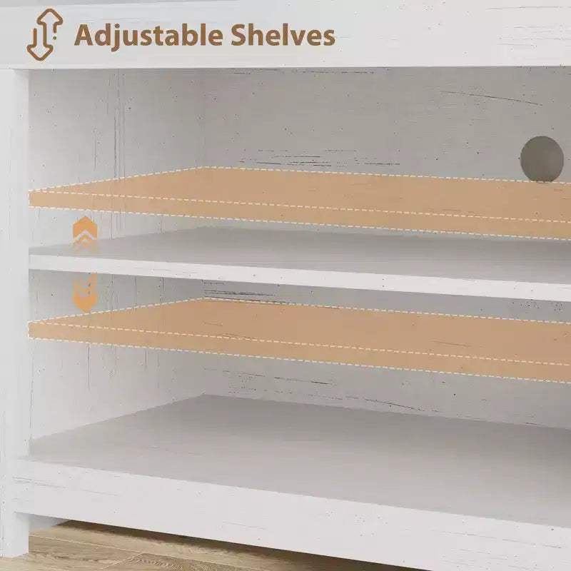 Meuble TV de ferme 70.1, Console média avec tiroirs de rangement et étagère ouverte pour salon, chambre à coucher