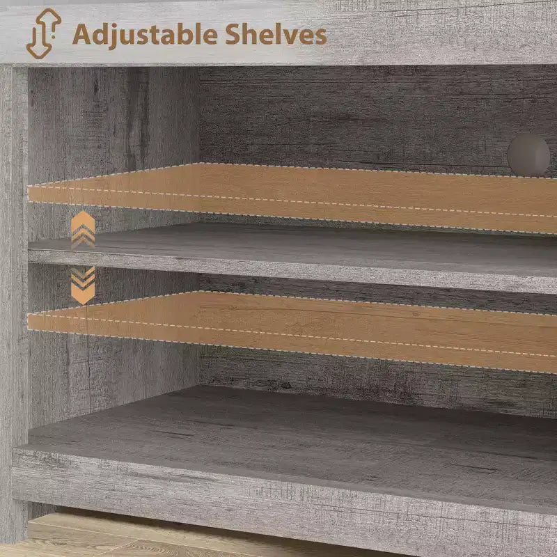 Meuble TV de ferme 70.1, Console média avec tiroirs de rangement et étagère ouverte pour salon, chambre à coucher