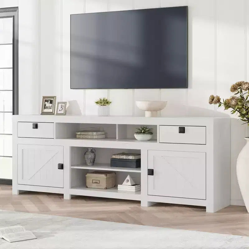 Meuble TV de ferme 70.1, Console média avec tiroirs de rangement et étagère ouverte pour salon, chambre à coucher