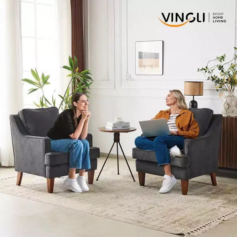 Fauteuil d'appoint avec coussin en T, 73,66 cm de large, en polyester et bois massif