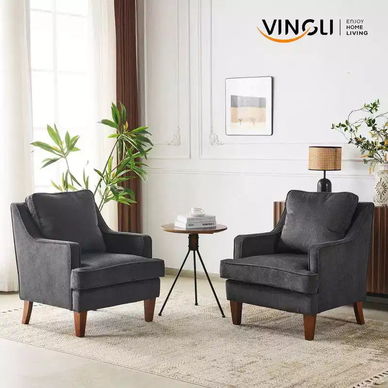 Fauteuil d'appoint avec coussin en T, 73,66 cm de large, en polyester et bois massif
