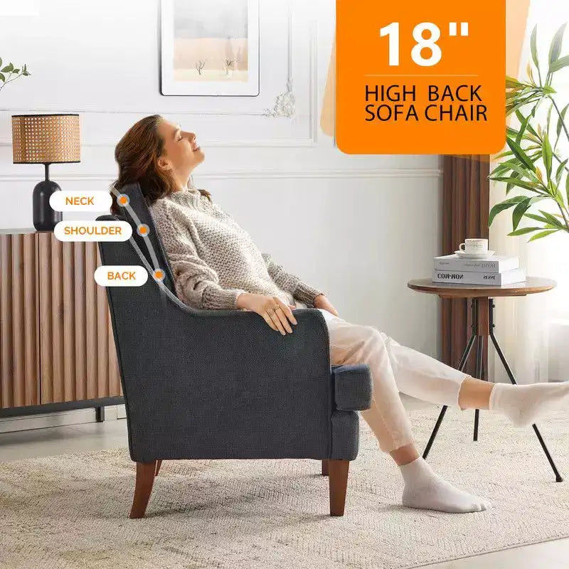 Fauteuil d'appoint avec coussin en T, 73,66 cm de large, en polyester et bois massif