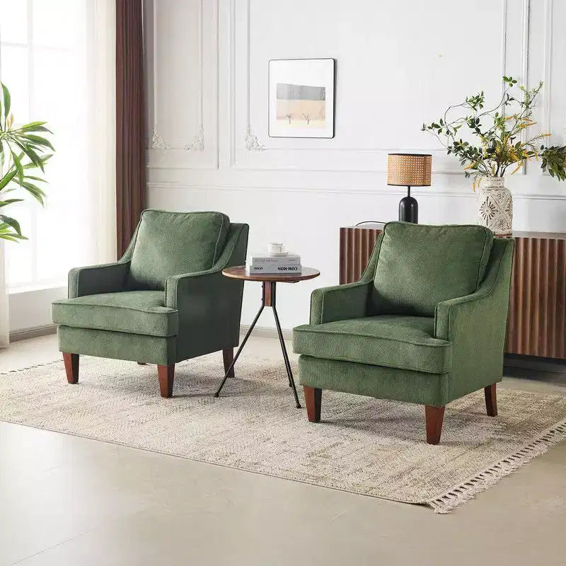 Fauteuil d'appoint avec coussin en T, 73,66 cm de large, en polyester et bois massif
