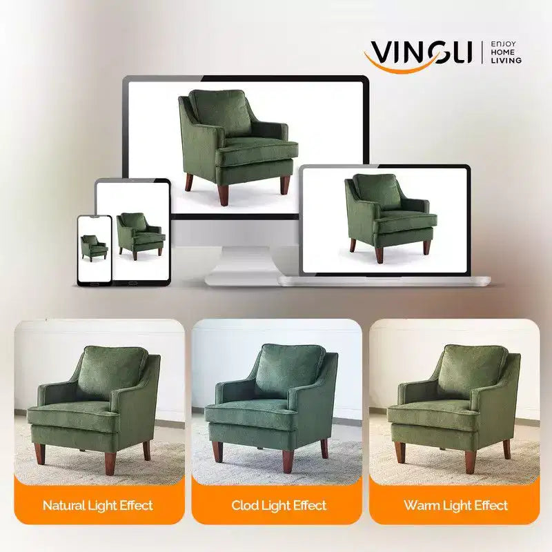 Fauteuil d'appoint avec coussin en T, 73,66 cm de large, en polyester et bois massif