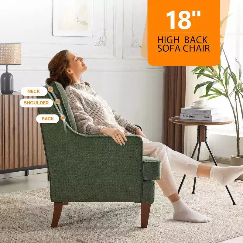 Fauteuil d'appoint avec coussin en T, 73,66 cm de large, en polyester et bois massif