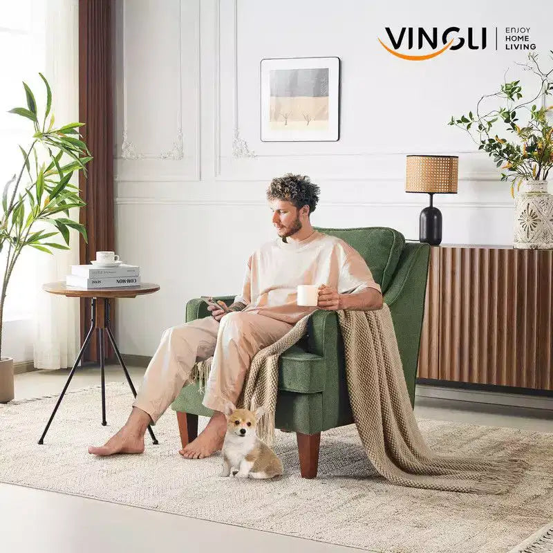 Fauteuil d'appoint avec coussin en T, 73,66 cm de large, en polyester et bois massif