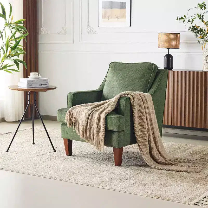 Fauteuil d'appoint avec coussin en T, 73,66 cm de large, en polyester et bois massif