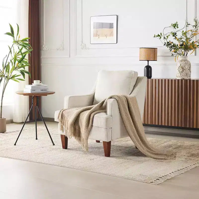 Fauteuil d'appoint avec coussin en T, 73,66 cm de large, en polyester et bois massif