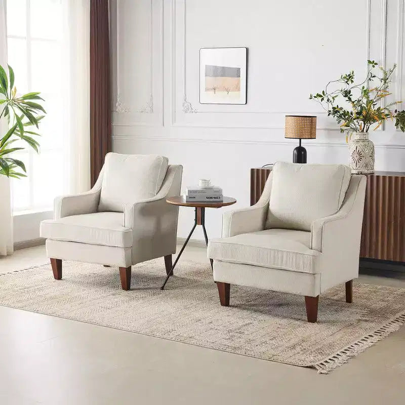 Fauteuil d'appoint avec coussin en T, 73,66 cm de large, en polyester et bois massif