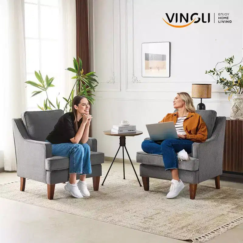 Fauteuil d'appoint avec coussin en T, 73,66 cm de large, en polyester et bois massif