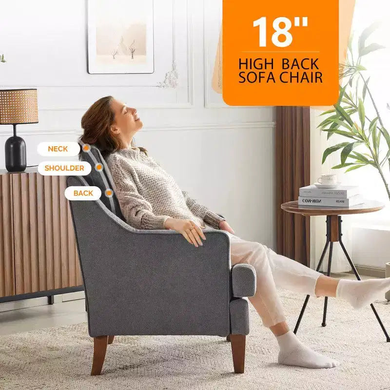 Fauteuil d'appoint avec coussin en T, 73,66 cm de large, en polyester et bois massif