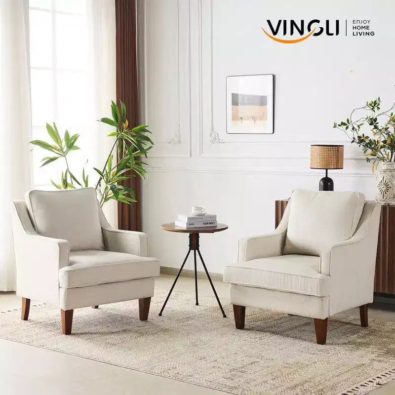 Fauteuil d'appoint avec coussin en T, 73,66 cm de large, en polyester et bois massif