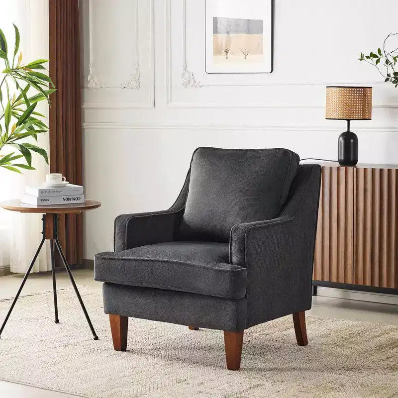 Fauteuil d'appoint avec coussin en T, 73,66 cm de large, en polyester et bois massif