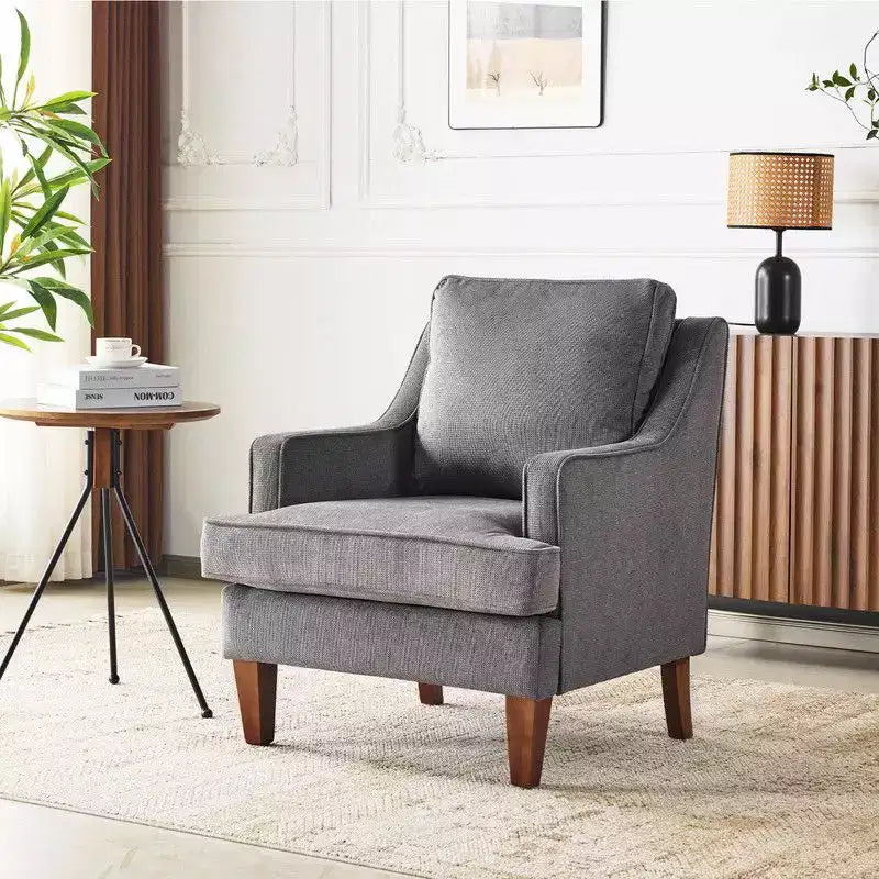 Fauteuil d'appoint avec coussin en T, 73,66 cm de large, en polyester et bois massif