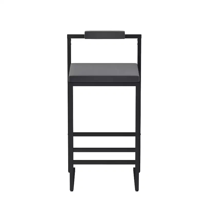 Tabourets de bar en velours, hauteur comptoir avec repose-pieds, dossier, chaises de salle à manger modernes, noir/gris