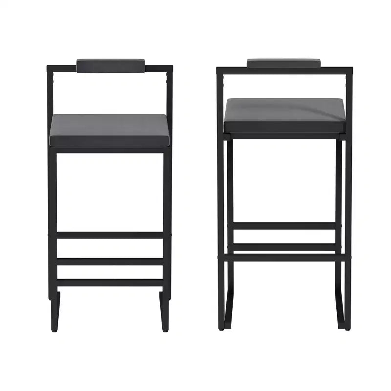 Tabourets de bar en velours, hauteur comptoir avec repose-pieds, dossier, chaises de salle à manger modernes, noir/gris