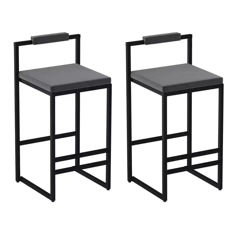 Tabourets de bar en velours, hauteur comptoir avec repose-pieds, dossier, chaises de salle à manger modernes, noir/gris