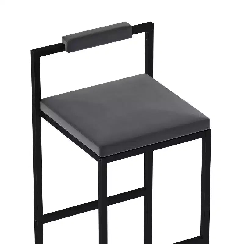 Tabourets de bar en velours, hauteur comptoir avec repose-pieds, dossier, chaises de salle à manger modernes, noir/gris