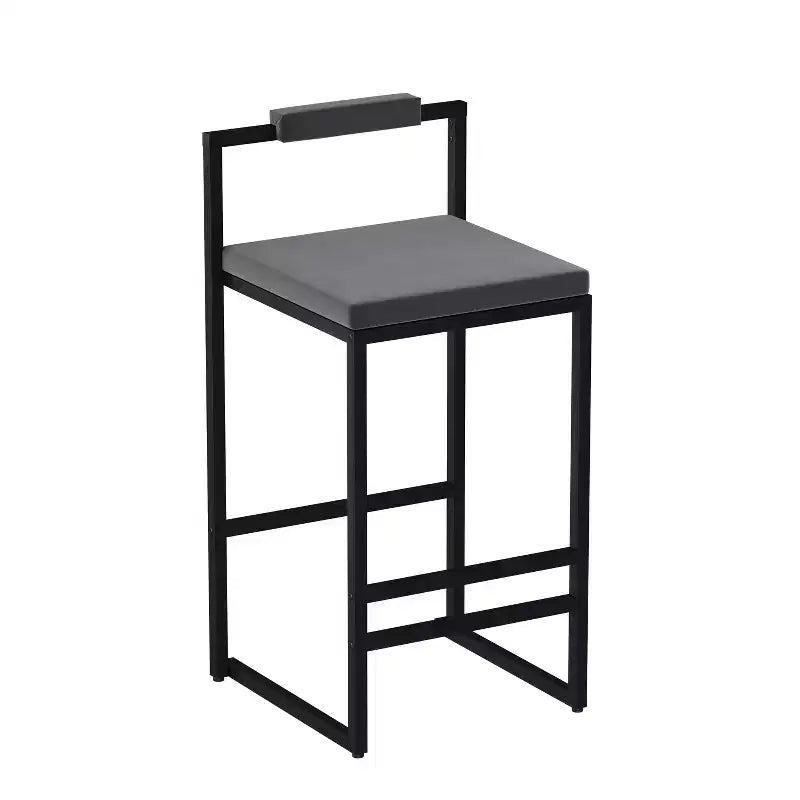 Tabourets de bar en velours, hauteur comptoir avec repose-pieds, dossier, chaises de salle à manger modernes, noir/gris