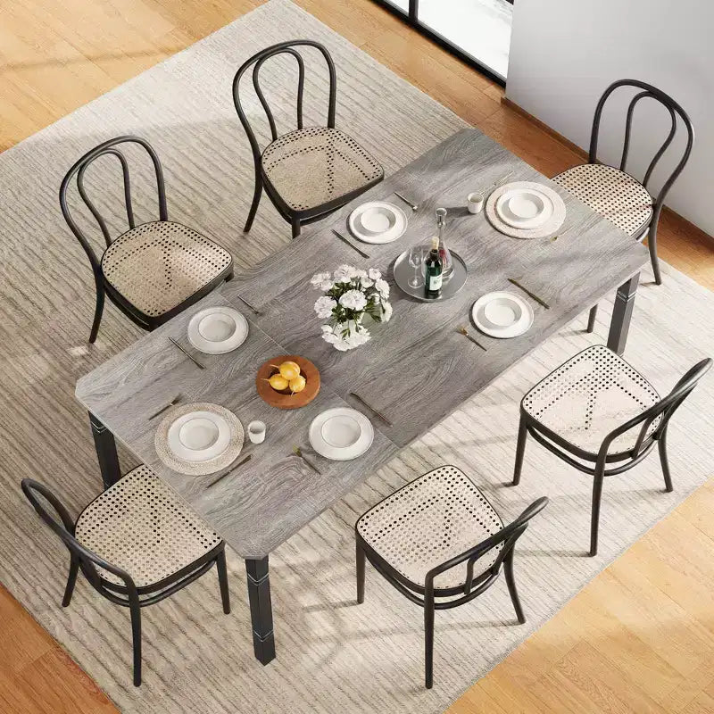 79Grande table à manger industrielle pour 6 à 8 personnes Table de cuisine rectangulaire en bois Table à manger moderne de style fermier Table de salle à manger et de cuisine robuste