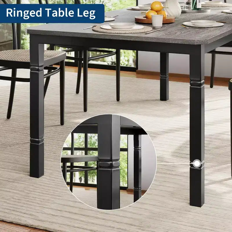 79Grande table à manger industrielle pour 6 à 8 personnes Table de cuisine rectangulaire en bois Table à manger moderne de style fermier Table de salle à manger et de cuisine robuste
