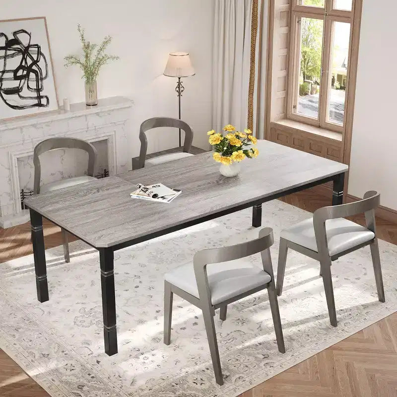 79Grande table à manger industrielle pour 6 à 8 personnes Table de cuisine rectangulaire en bois Table à manger moderne de style fermier Table de salle à manger et de cuisine robuste