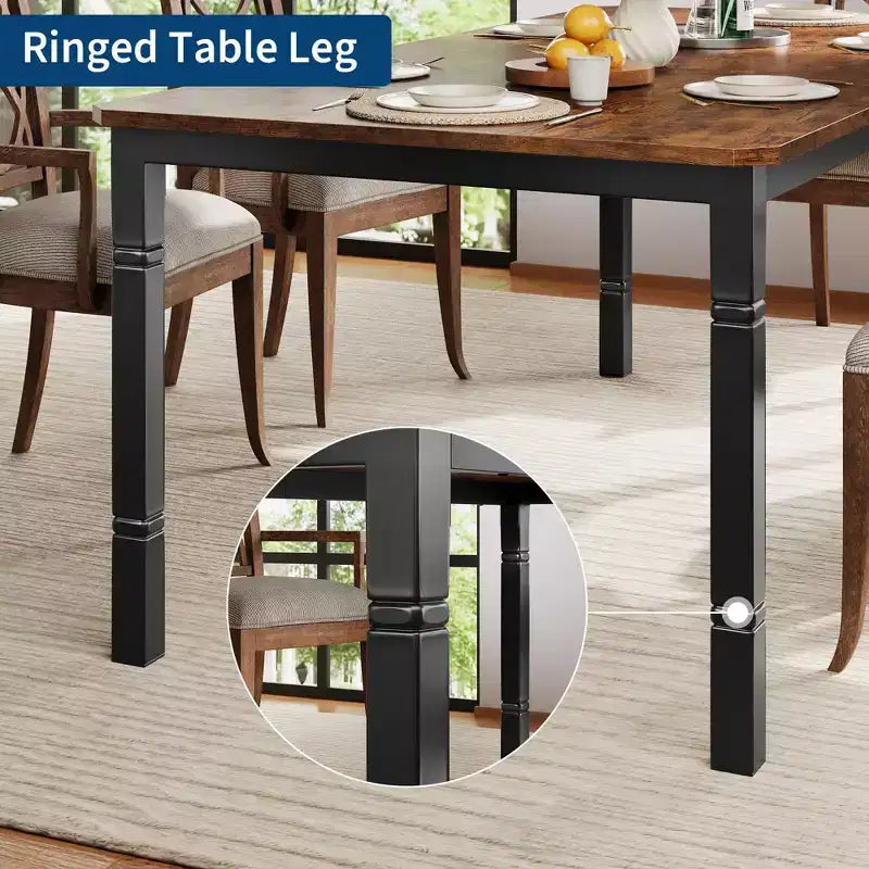 79Grande table à manger industrielle pour 6 à 8 personnes Table de cuisine rectangulaire en bois Table à manger moderne de style fermier Table de salle à manger et de cuisine robuste