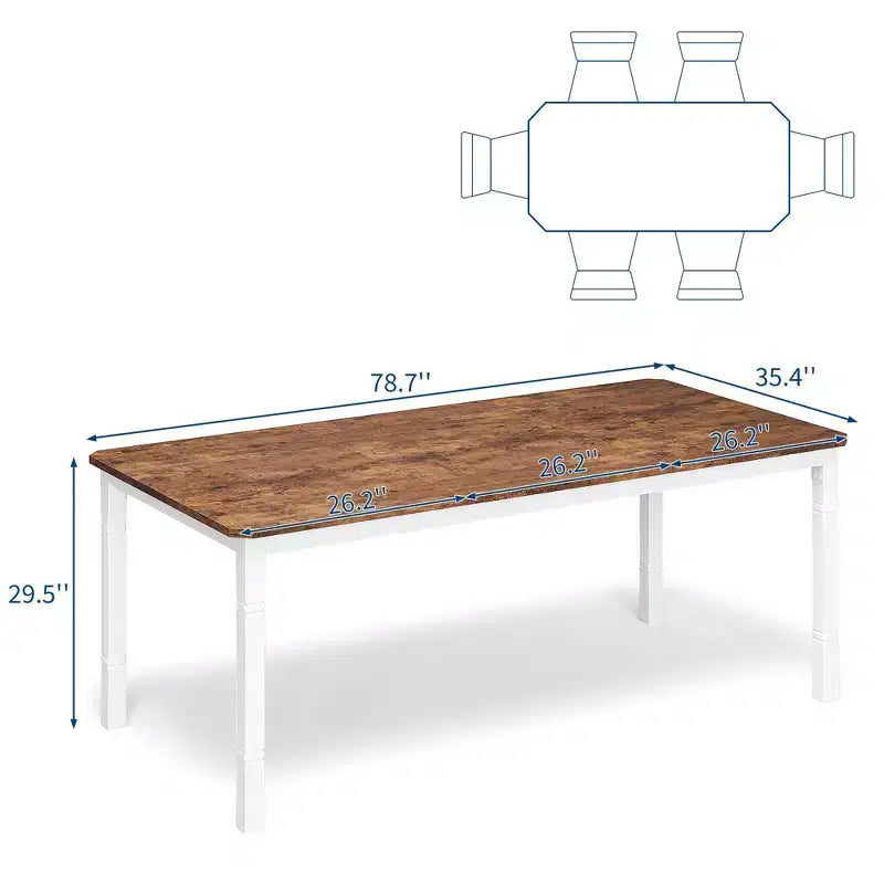 79Grande table à manger industrielle pour 6 à 8 personnes Table de cuisine rectangulaire en bois Table à manger moderne de style fermier Table de salle à manger et de cuisine robuste