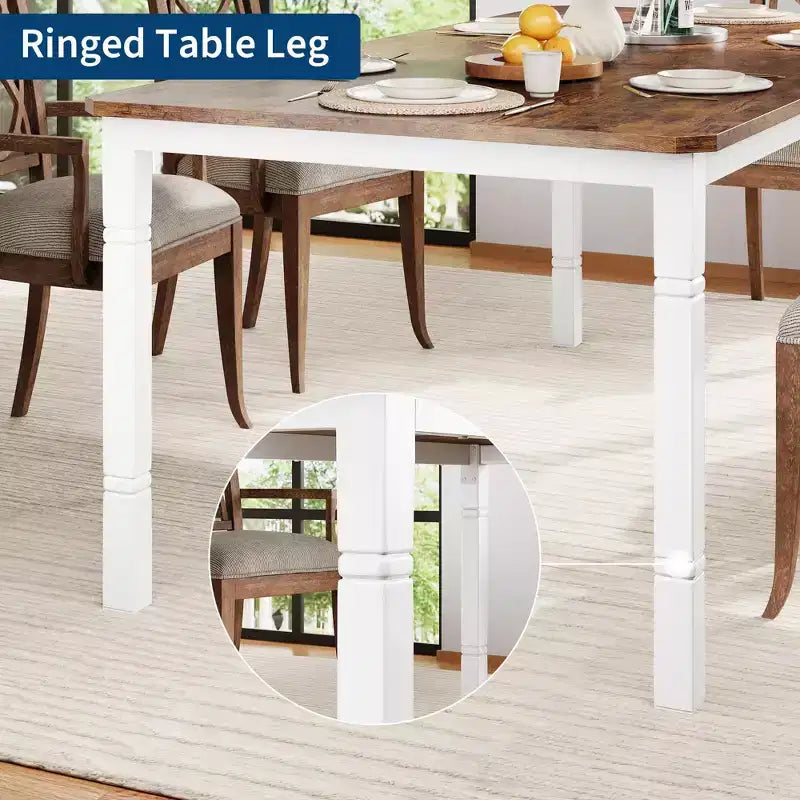 79Grande table à manger industrielle pour 6 à 8 personnes Table de cuisine rectangulaire en bois Table à manger moderne de style fermier Table de salle à manger et de cuisine robuste