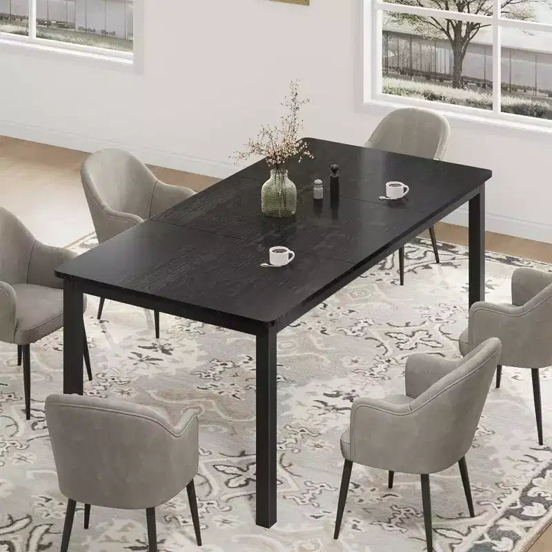 79Grande table à manger industrielle pour 6 à 8 personnes Table de cuisine rectangulaire en bois Table à manger moderne de style fermier Table de salle à manger et de cuisine robuste