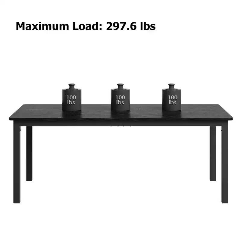 79Grande table à manger industrielle pour 6 à 8 personnes Table de cuisine rectangulaire en bois Table à manger moderne de style fermier Table de salle à manger et de cuisine robuste