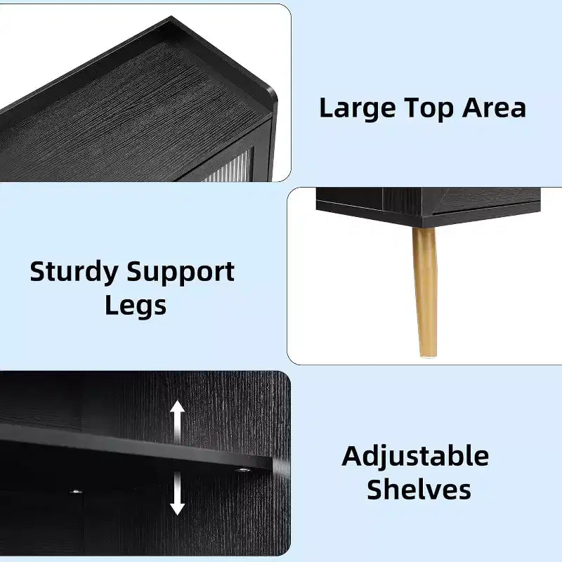 Meuble à chaussures 5 niveaux avec portes en verre, étagères réglables, organisateur de chaussures d'entrée, rangement peu encombrant pour la maison, noir
