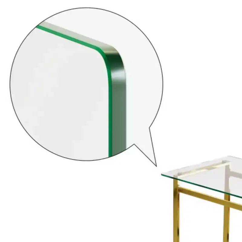 Table à manger rectangulaire moderne et minimaliste en verre pour 4-6 personnes avec plateau en verre trempé de 0,8 cm et pieds en métal chromé doré